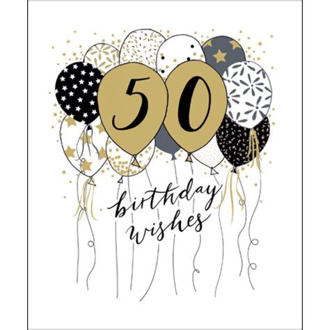 Woodmansterne Happy 50th Birthday Wishes Balloons Greeting Card