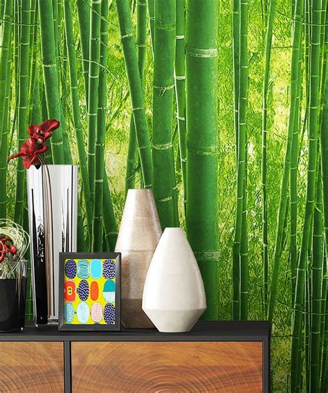Diese gemusterten wandbeläge verbinden auf spielerische weise puristische schönheit und. Newroom Papiertapete, Blumentapete Grün Bambus Wallpaper ...