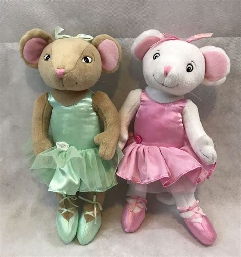 Set Of 2 Angelina Ballerina Mouse Plush Posable Dolls Collectible T