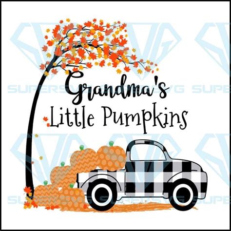Grandmas Little Pumpkins Png Pumpkin Svg Plaid Truck Svg Nanas Little