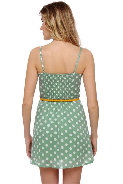 Cute Polka Dot Dress Mint Green Dress Sundress 38 00