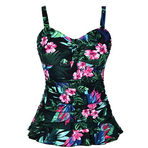 hilor hilor women s tankini top retro ruched swimsuit top with ruffle hem