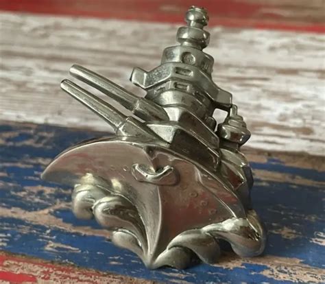 Rare Large Silver Wwii Us Navy Destroyer Battleship Ship Sweetheart