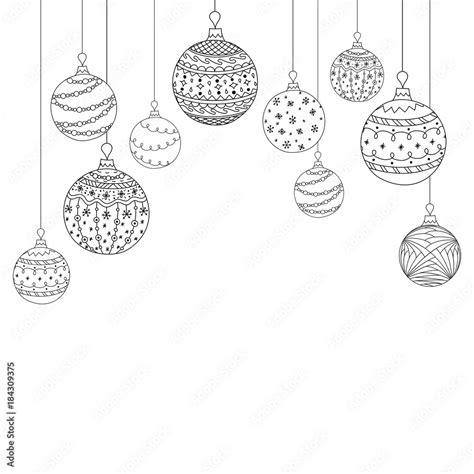 Vector Christmas Card From Hand Drawing Christmas Tree Ball Toys