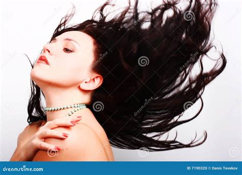 Beautiful Woman With Long Flying Hair Stock Photo Image Of Cosmetic