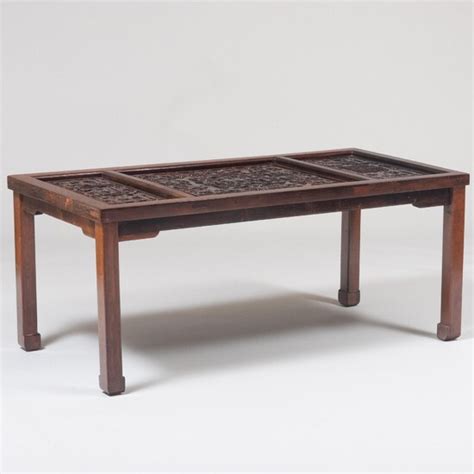Lot Art Chinese Carved Hardwood Low Table
