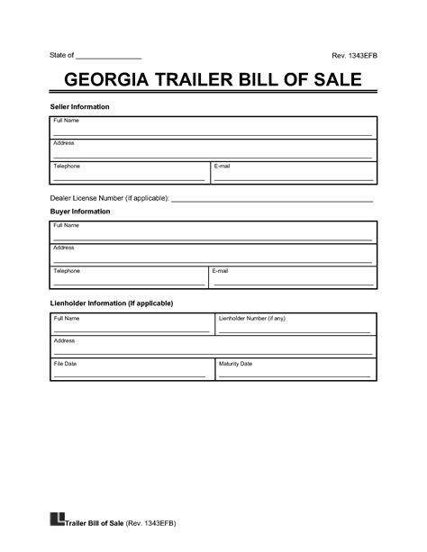 Free Georgia Trailer Bill Of Sale Template Pdf Word Free Georgia
