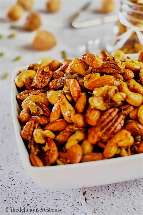Sweet And Savory Roasted Party Nuts The Delicious Crescent