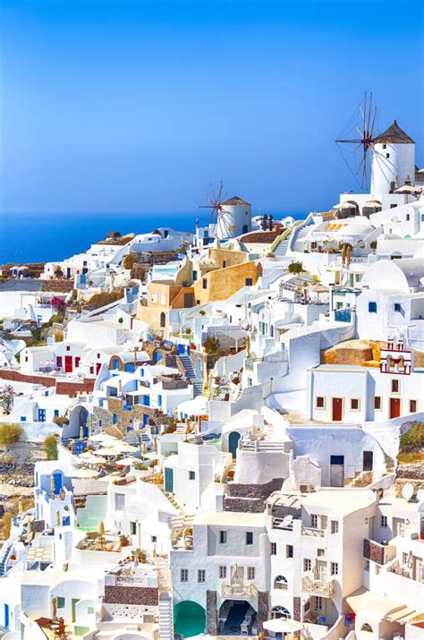 Greece Traveling View Of Greek Traditional Colorful Houses And