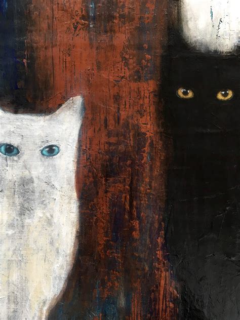 Original Abstract Cat Painting Black Catsacrylic Painting Etsy