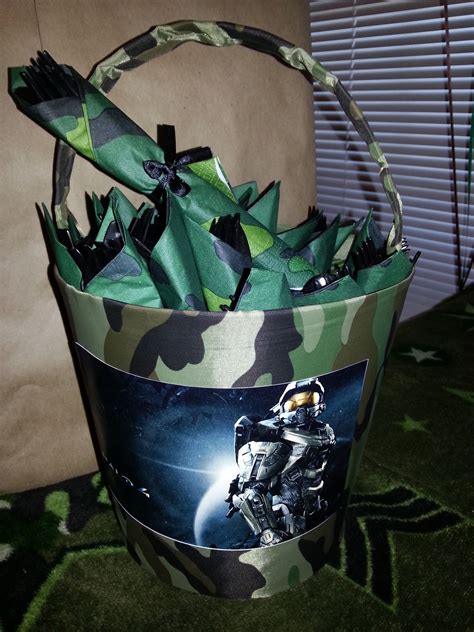 Easter Basket With Halo Sticker Black Utensils Wrapped In A Military