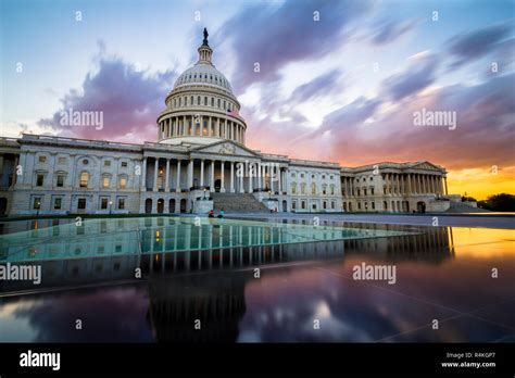 The Us Capitol In Washington Dc With Spectacular Sunset Stock Photo Alamy