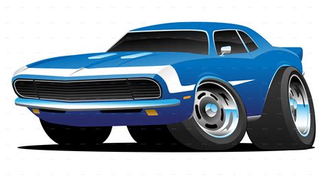 Classic Sixties Style American Muscle Car Cartoon Style Sixties