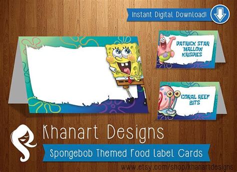 Who blames a passionate newbie for not being able to draw just a perfect human body. Print-it-Yourself: Sponge Bob Food Labels | Etsy | Food ...