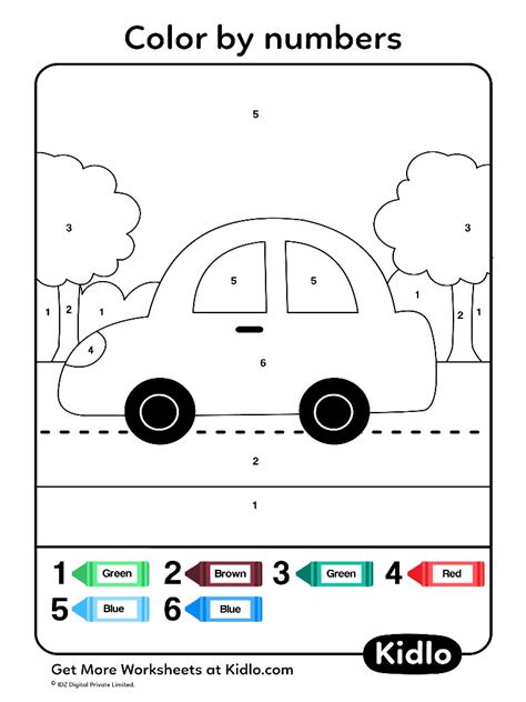 Color By Numbers Cars Worksheet 49