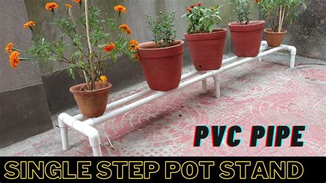 Pvc Pipe Single Step Pot Stand Diy Pvc Pipe Planter Stand Making Idea