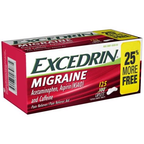Excedrin Migraine Pain Reliever Aid Caplets 125 Ct King Soopers