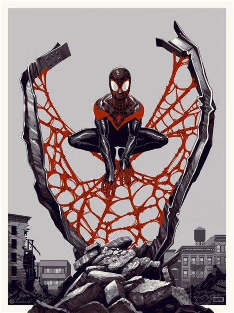 Spider Man Miles Morales Screenprinted Poster Poster Canvas Print