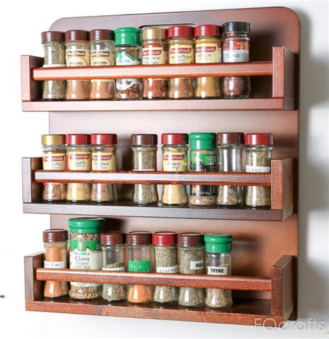 Wooden Herb And Spice Rack Three Level Country Spice Jars And