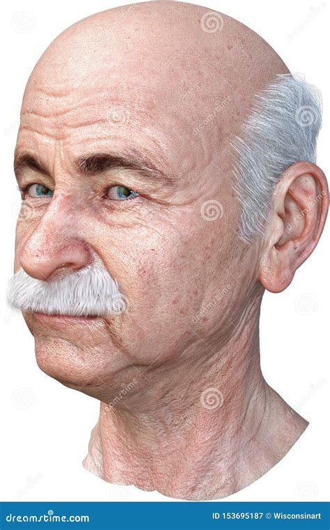Senior Elderly Man Head Isolated Bald Stock Image Illustration Of