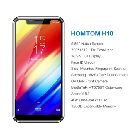 Original Homtom H10 585 Android 81 Octa Core Mobile Phone