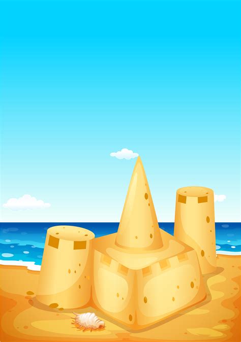 Scene with sandcastle on the beach - Download Free Vectors, Clipart ...