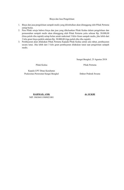 Perjanjian juga bisa dilakukan secara lisan maupun tulisan. CONTOH SURAT PERJANJIAN KERJASAMA PENGELOLAAN LIMBAH MEDIS ...
