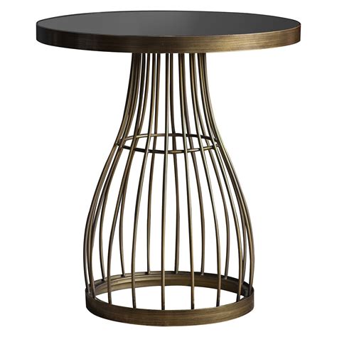 Paddy Metal Round Side Table Black Antique Brass