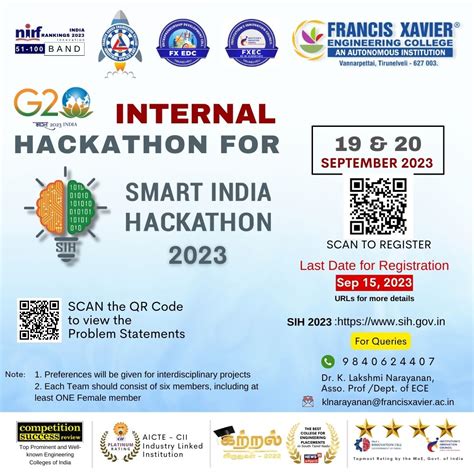 Smart India Hackathon News Events Francis Xavier Engineering College Tirunelveli