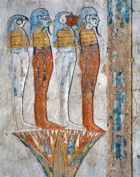 The Four Sons Of Horus Ancient Egyptian Paintings Egyptian Painting