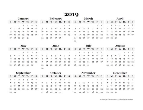 21 Free Printable Yearly Calendar 2019 Freeprintable