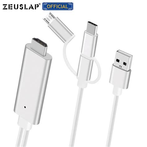 Buy Zeuslap Micro Usb Type C Lightning To Hdmi Cable Hdtv Tv Digital Av