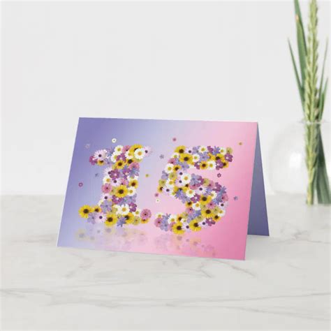15th Birthday Card With Flowery Letters Zazzle