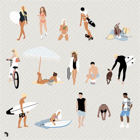 Flat Vector People at Beach Illustration in 2020 | People illustration ...