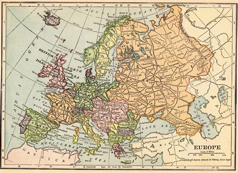 1910 Antique Europe Map Vintage Map Of Europe Gallery Wall Art Etsy