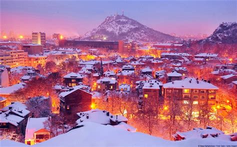 Light Winter City Plovdiv Windows 10 Hd Wallpaper View