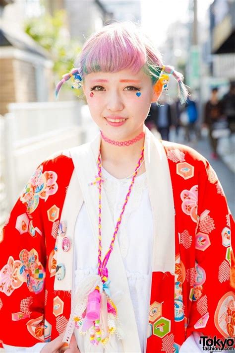 Harajuku Girl W Pink Twin Tails In Kimono Tokyo Bopper Platforms