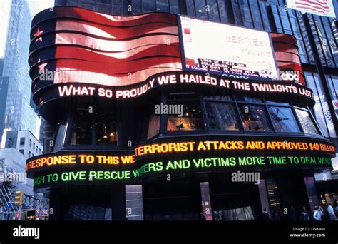 Sep 12 2001 New York New York Us News Tickers In Times Square