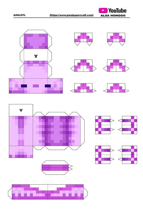Papercraft Pink Axolotl Manualidades De Minecraft Artesanías De