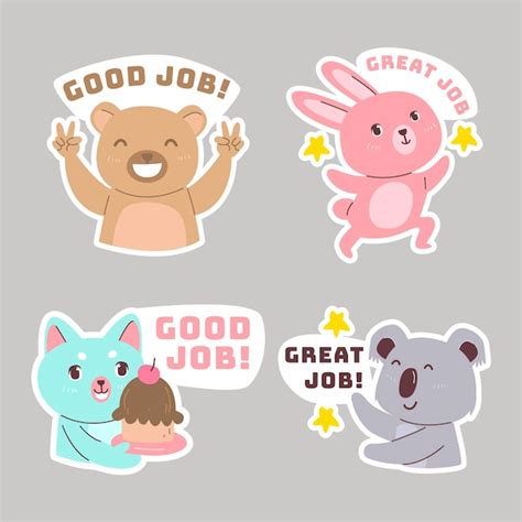 Free Vector Hand Drawn Good Job Stickers Pack