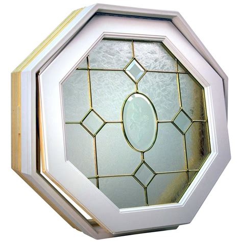Century White Clad Operating Brass Etched Flower Design Octagon Window