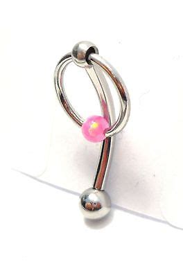 Body Piercing Jewelry Pink Cz Crystal Drop Dangle Barbell Bar Vch Clit Clitoral Hood Ring