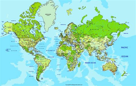 Printable Color World Map With Countries Labeled United States Map