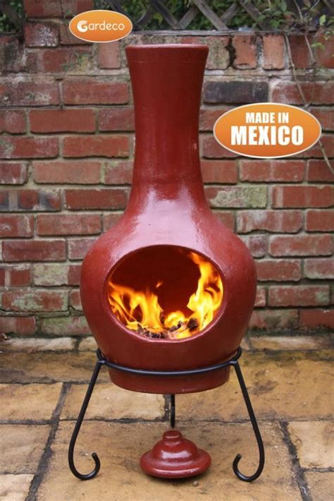 Outdoor chimineas act as an interesting inexpensive focal point in your outdoor space. Sybele Clay Chiminea - Cranberry (Large) | Clay chiminea ...