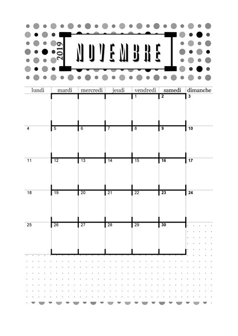 Calendrier Novembre 2019 à Imprimer Pdf Imprimable
