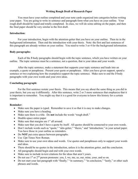Rough draft essay example rough draft : Writing Rough Draft of Research Paper