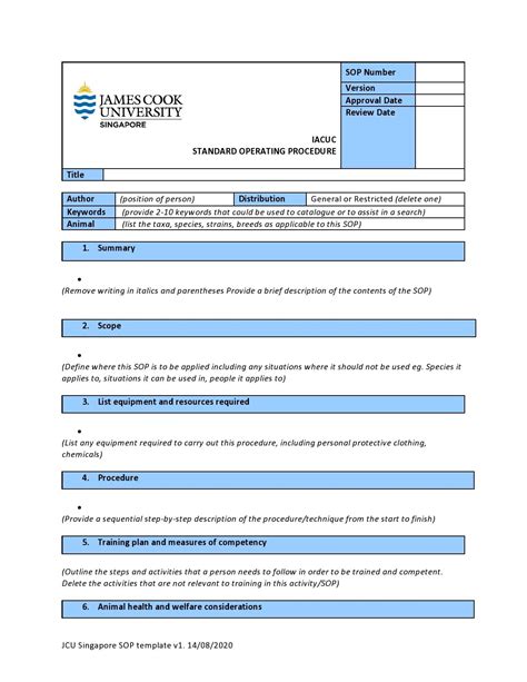 Procedure Manual Template Word Free Standard Operating Procedure