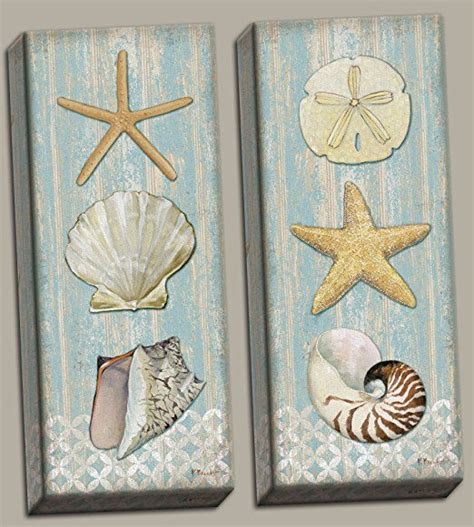 Two Wooden Panels With Shells And Starfish On Them