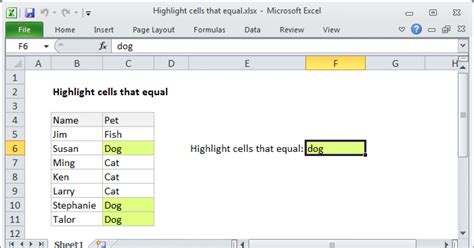 Highlight Cells That Equal Excel Formula Exceljet