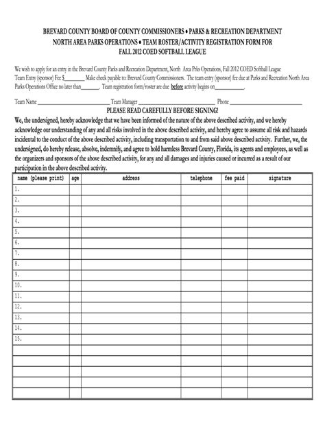 Softball Roster Form 2020 Fill And Sign Printable